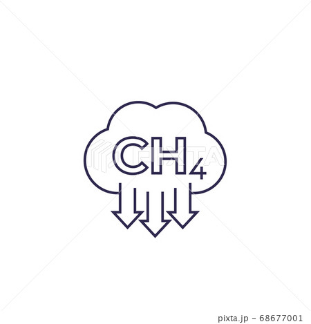 methane emissions, CH4 line icon 68677001
