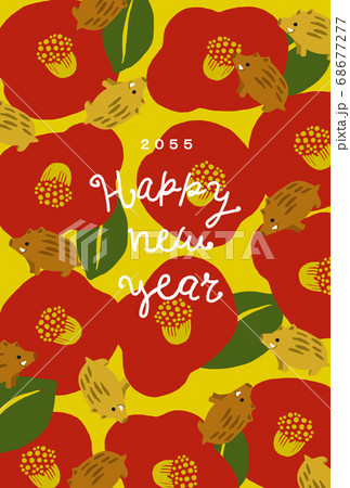 2055年 亥年 年賀状テンプレート 2055年 亥年 年賀状テンプレート 68677277