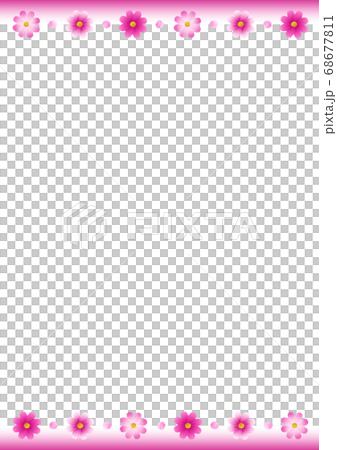 Pink gradient cosmos frame, line decoration, autumn image 68677811
