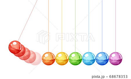 虹色のニュートンのゆりかごのイラスト_残像_16:9 68678353