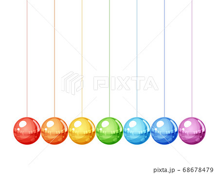 虹色のニュートンのゆりかごのイラスト 68678479