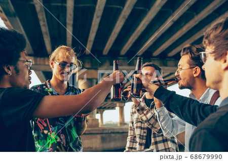 Group of friends celebrating, resting, having fun and party in summer day 68679990