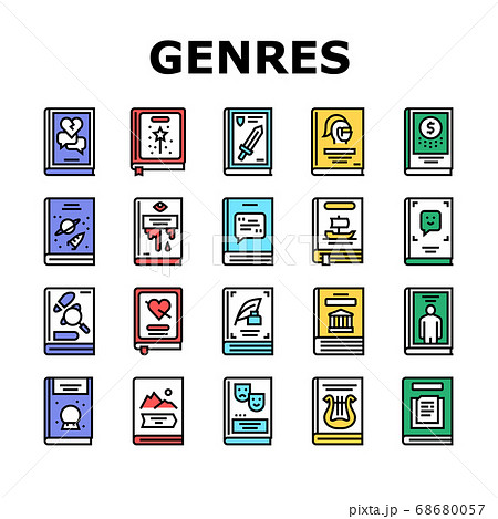 Literary Genres Books Collection Icons Set Vector 68680057