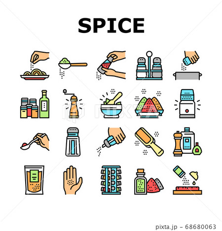 Spice Condiment Herb Collection Icons Set Vector 68680063