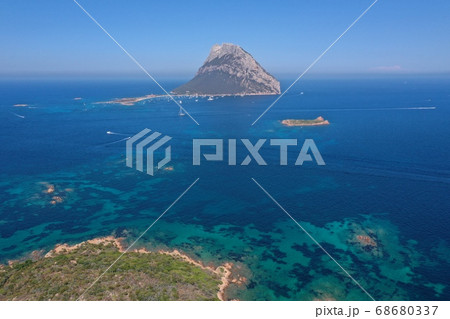 Tavolara island sardinia aerial view crystal 68680337