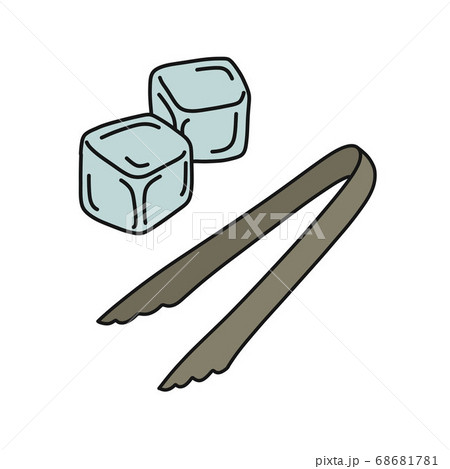 ice tongs and ice cubes doodle icon, vector ice tongs and ice cubes doodle icon, vector 68681781