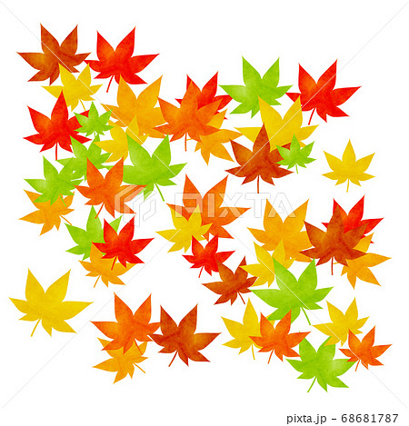紅葉の葉 もみじのイラスト 赤 オレンジ 黄色 黄緑のイラスト素材