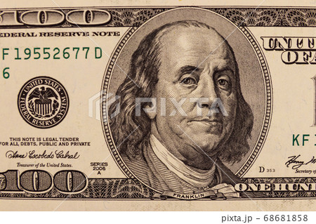 Macro shot of one hundred dollars bill Macro shot of one hundred dollars bill 68681858