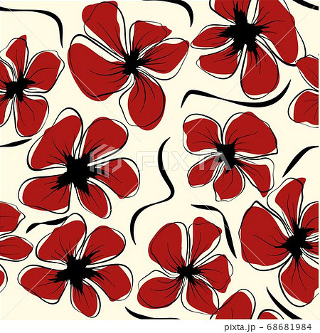 Poppies for textile design. Abstract poppies for print design. Botany ornament. Seamless fabric Poppies for textile design. Abstract poppies for print design. Botany ornament. Seamless fabric 68681984