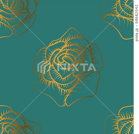 Abstract golden rose for wallpaper design. Golden color vector illustration. Vector seamless 68682042