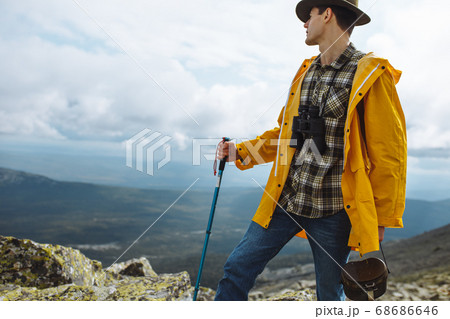 wanderer cannot tear his eyes away from amazing countryside 68686646