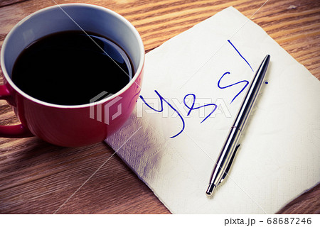 Romantic message written on napkin 68687246