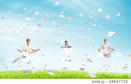 Young family keeping mind conscious. Young family keeping mind conscious. 68687728