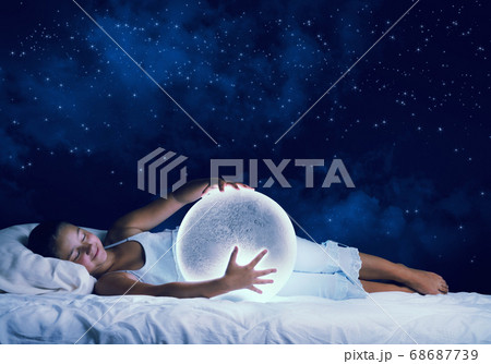 Girl dreaming before sleep Girl dreaming before sleep 68687739