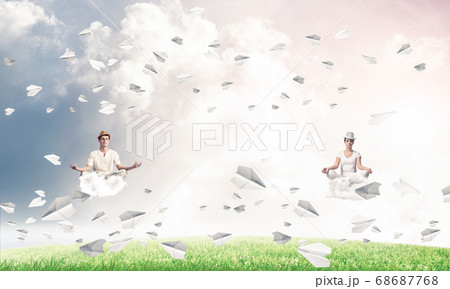 Young couple keeping mind conscious. Young couple keeping mind conscious. 68687768