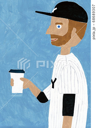 コーヒーを飲む野球選手 68689307