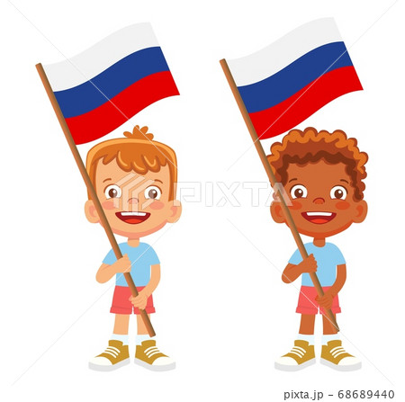 russia flag in hand set 68689440