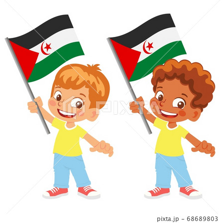 Sahrawi Arab Democratic Republic flag in hand set 68689803