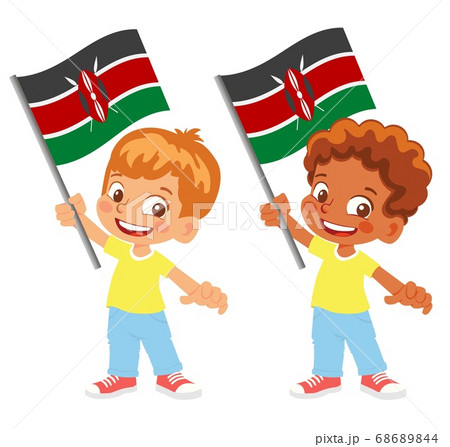 Kenya flag in hand set 68689844