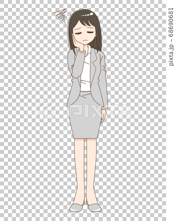 麻煩穿西裝，將一隻手放在臉頰上的女人 68690681