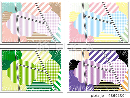 コマ割りフレーム 集中線 パッチワーク背景のイラスト素材