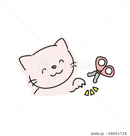 猫の爪切りのイラスト ピンク のイラスト素材
