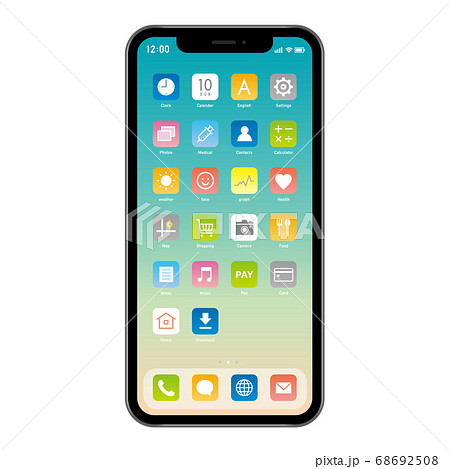 App Icons Lined Up On The Smartphone S Home Screen Stock Illustration