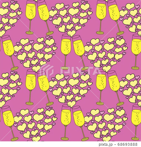 Vector seamless pattern on love theme. Valentines day seamless wine glass and hearts. Beautiful abstract pattern with Valentines day seamless pattern for decorative design. Logo element for wedding Vector seamless pattern on love theme. Valentines day seamless wine glass and hearts. Beautiful abstract pattern with Valentines day seamless pattern for decorative design. Logo element for wedding 68693888
