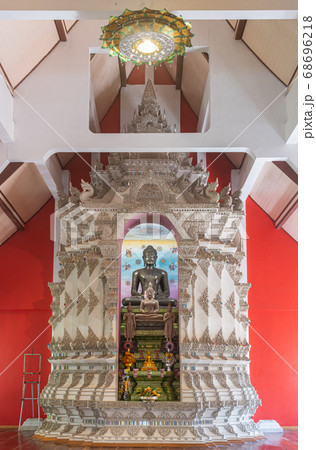 Black Buddha Statue in White Pagoda or Stupa Black Buddha Statue in White Pagoda or Stupa 68696218