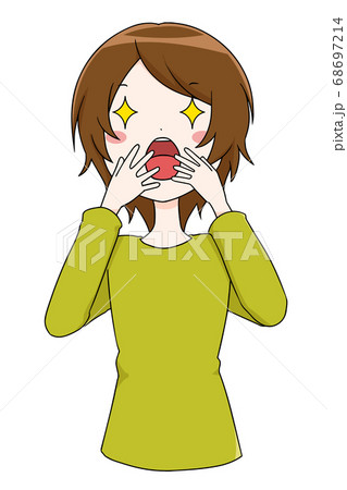 驚き目が輝く女性のイラスト素材