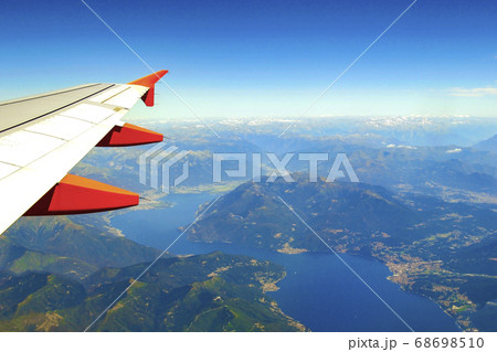 View from airplane window on the sea and 68698510