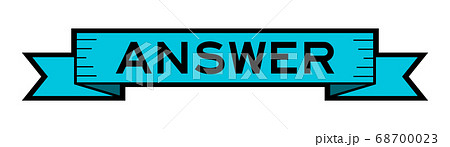 Vintage blue color label banner with word answer on white background 68700023