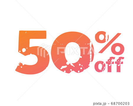 The vector modern grungy gradient pink to orange fifty 50 percent off special discount word 68700203