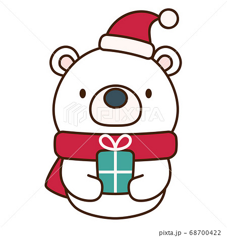 かわいいシロクマのクリスマス向けキャラクターのイラスト素材