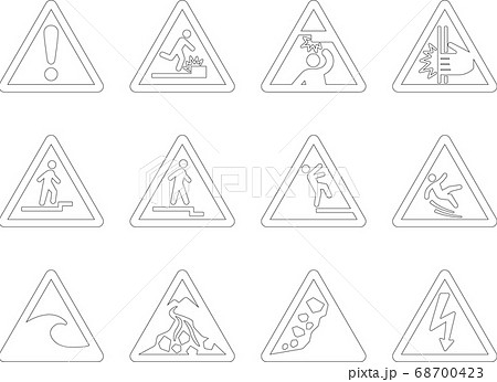 注意マークのセット (線画ver.) 注意マークのセット (線画ver.) 68700423