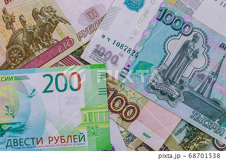 Background of different russian rubles banknotes Background of different russian rubles banknotes 68701538