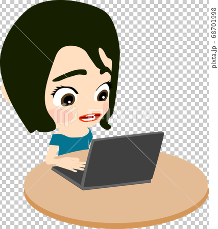 Delighted girl operating a laptop Delighted girl operating a laptop 68701998