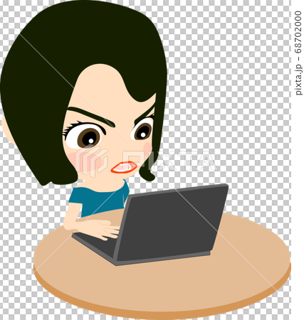 Angry girl operating a laptop - Stock Illustration [68702000] - PIXTA