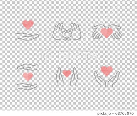 手とハートのアイコンのセット/チャリティー/優しさ/愛/医療/支え/援助 手とハートのアイコンのセット/チャリティー/優しさ/愛/医療/支え/援助 68703070
