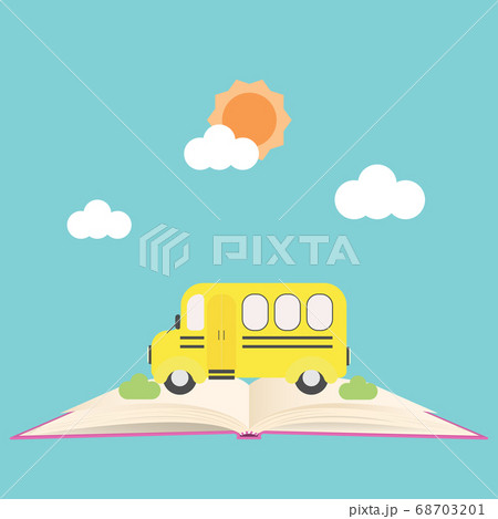 Back to school banner with school bus on open Back to school banner with school bus on open 68703201