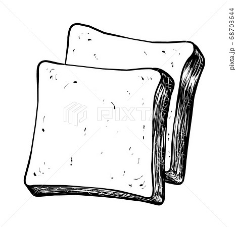 角型食パン モノクロのイラスト素材