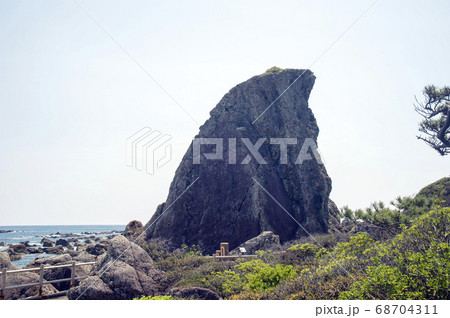 四国　高知県室戸市室戸岬町の乱礁遊歩道のエボシ岩 68704311