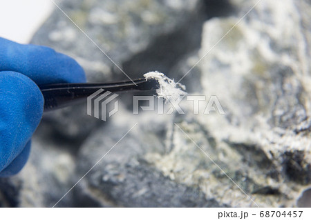 Chrysotile asbestos fiber close up. 68704457