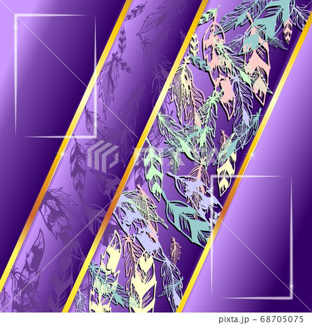 Lilac banner with feathers. Vector color illustration Lilac banner with feathers. Vector color illustration 68705075