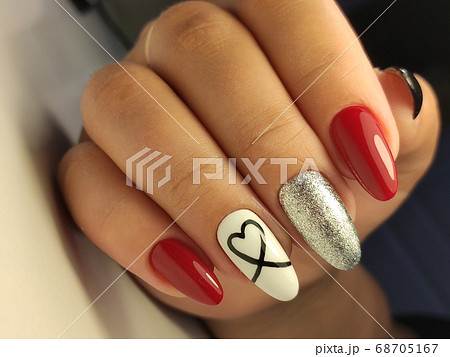 stylish design of manicure on beautiful nails 68705167