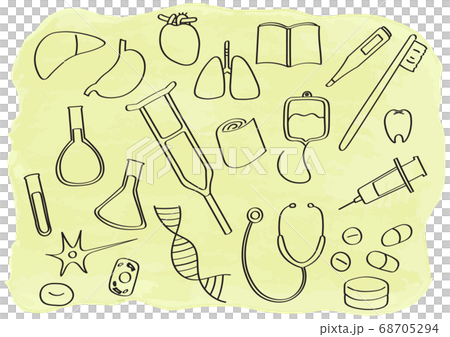 ペンで描いた医療器具のイラストセット 68705294