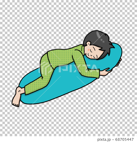 抱き枕で眠る男性 抱き枕で眠る男性 68705447