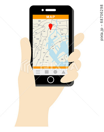 スマホで地図アプリを使うイラストイメージのイラスト素材 [68706298] - Pixta