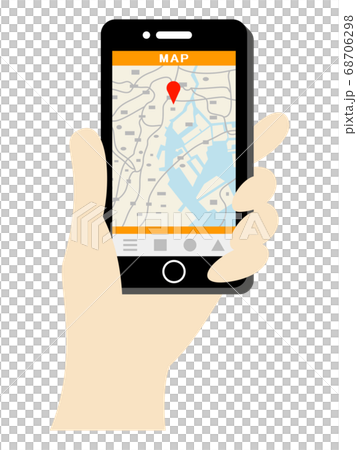 在智能手機上使用地圖應用程序的插圖圖像 68706298