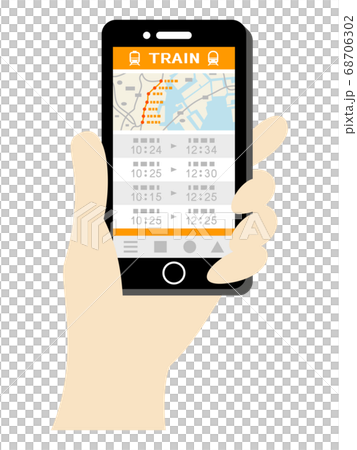 スマホで電車アプリを使うイラストイメージ スマホで電車アプリを使うイラストイメージ 68706302